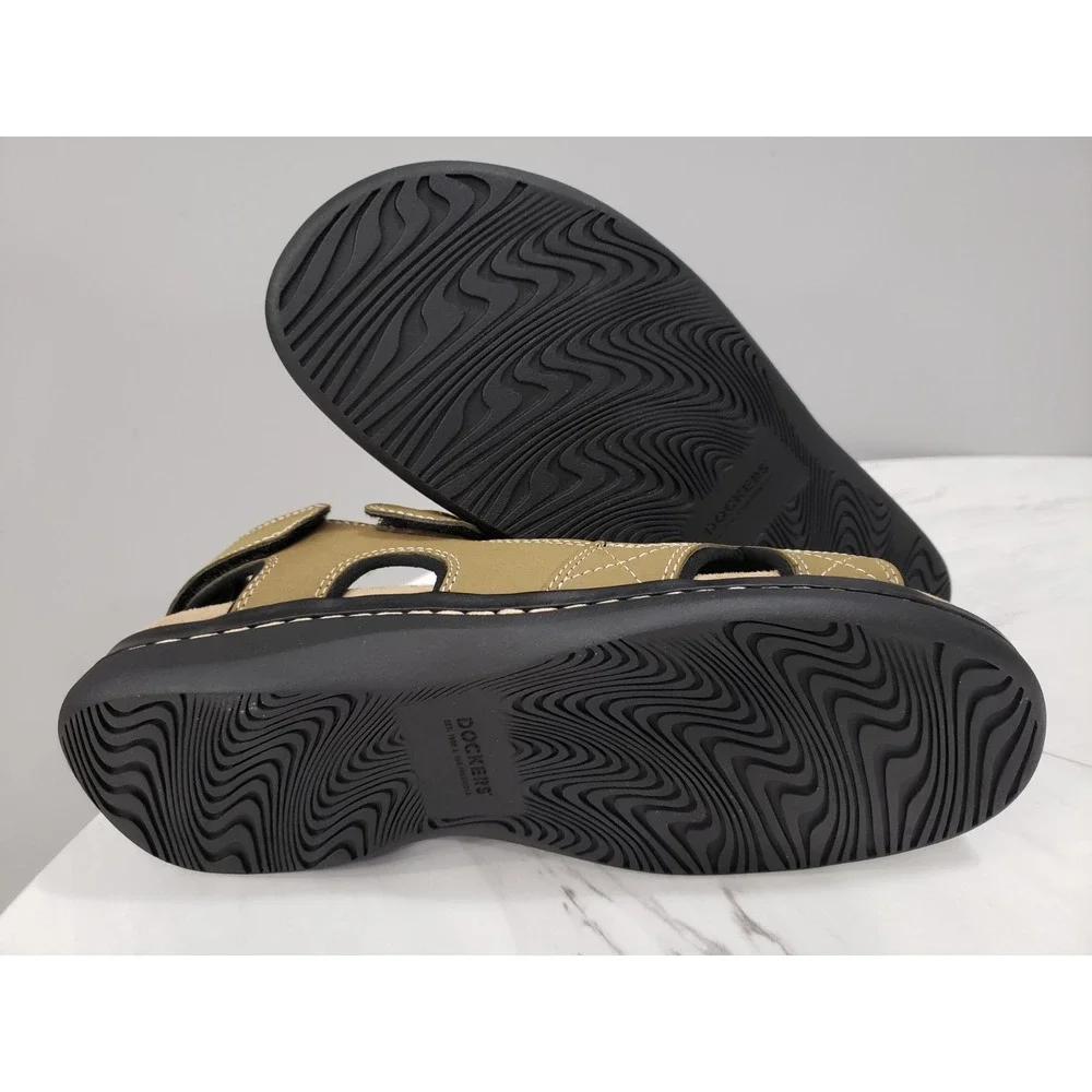 NEW 10 WIDE - Dockers fisherman‎ ankle strap sandals mens tan brown gorpcore dad